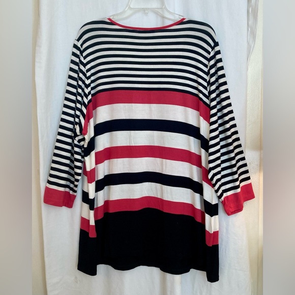 Avenue Blue White & Pink Striped Lightweight Stretchy Tunic Top Size 22/24 - Picture 6 of 10